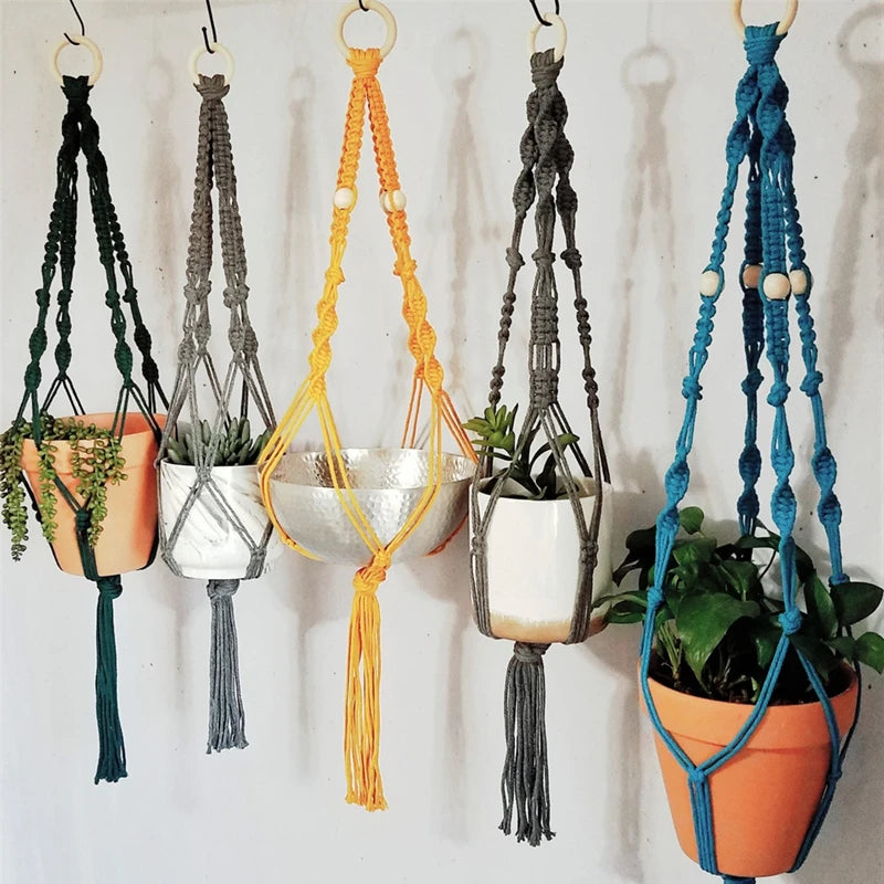 Boho Macrame Plant Hanger – Handwoven 100% Cotton Flower Pot Holder for Indoor Plants, Bonsai, and Home Décor