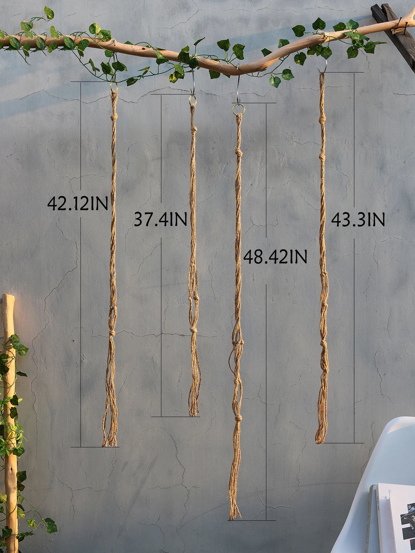 4-Pack Handmade Boho Macrame Plant Hangers – Cotton Flower Pot Holders for Balcony, Garden, and Home Décor