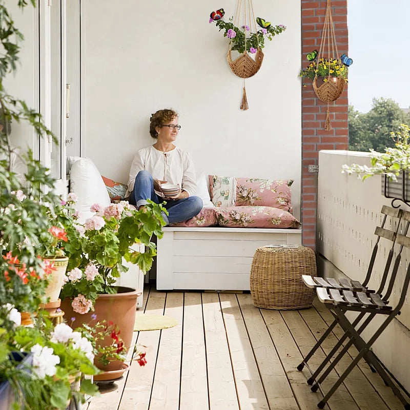 2 Pack Handmade Jute Plant Hangers | Wall Hanging Planters for Indoor & Outdoor Use (Pots Not Included)