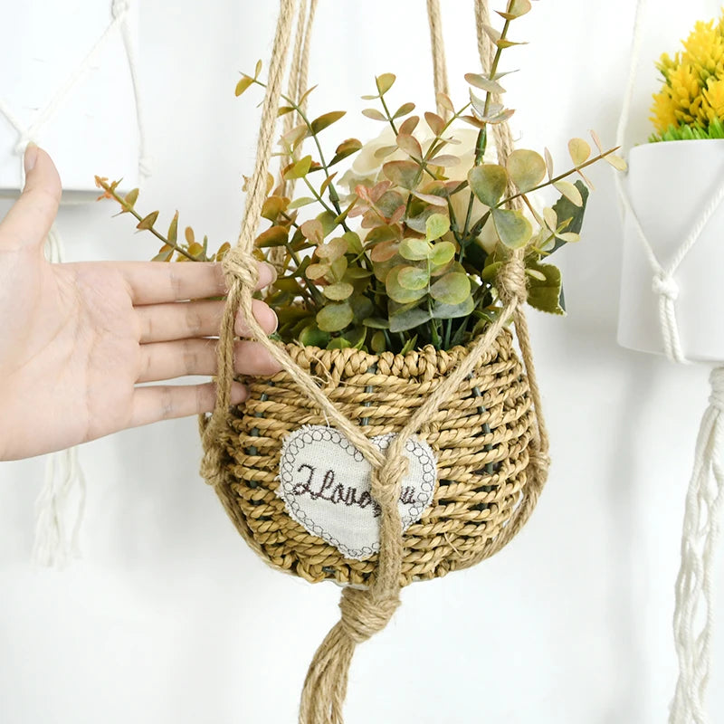Handmade Macrame Plant Hanger – Cotton Rope Flower Pot Hanging Basket for Home, Wall, Garden, and Courtyard Décor
